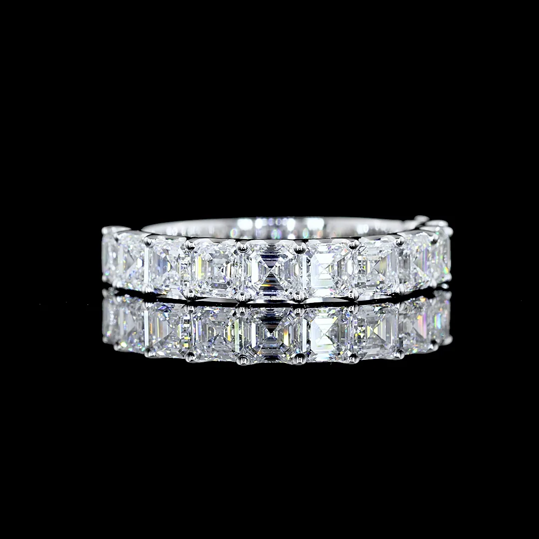2.01 Cts 14k White Gold Asscher Shape Half Eternity Eternity Band