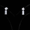 3.51 Cts 14k White Gold Baguette Shape Hanging Earring