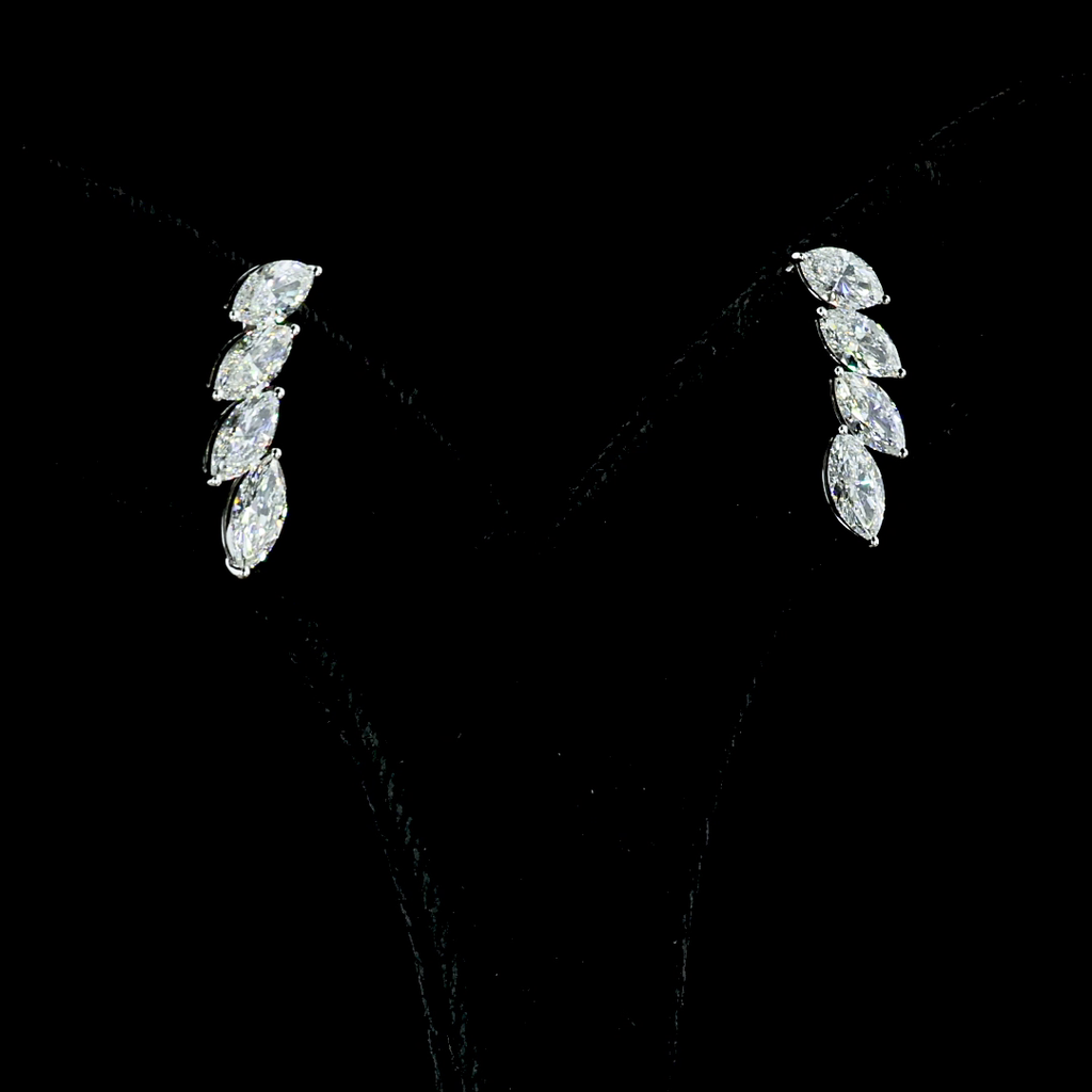 2.64 Cts 14k White Gold Marquise Shape Crawler Earring