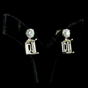 18.07 Cts 14k White Gold Emerald Shape Hanging Earring