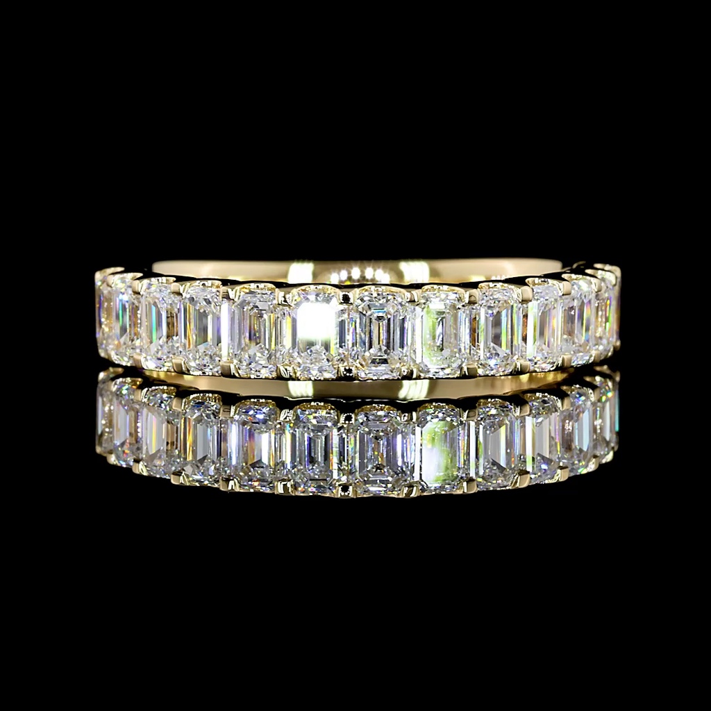 1.27 Cts 14k Yellow Gold Emerald Shape Half Eternity Eternity Band