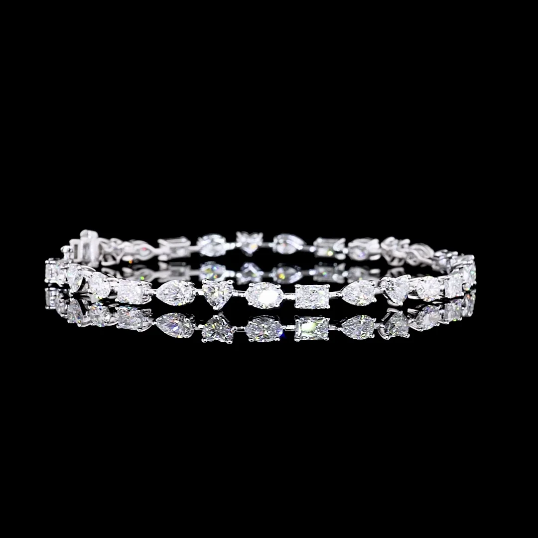 7.19 Cts 14k White Gold Mix Shape Station Bracelet