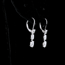 2.01 Cts 14k White Gold Oval Shape Hanging Earring