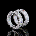 6.53 Cts 14k White Gold Radiant Shape Huggies Earring