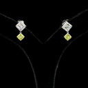 4.95 Cts 14k White Gold Asscher Shape Hanging Earring
