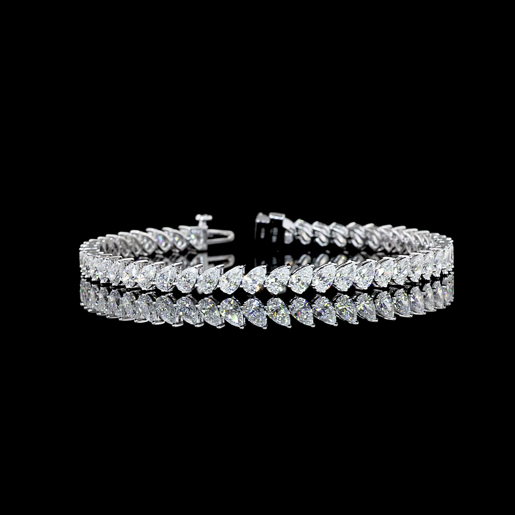 7.9 Cts 14k White Gold Pear Shape Tennis Bracelet
