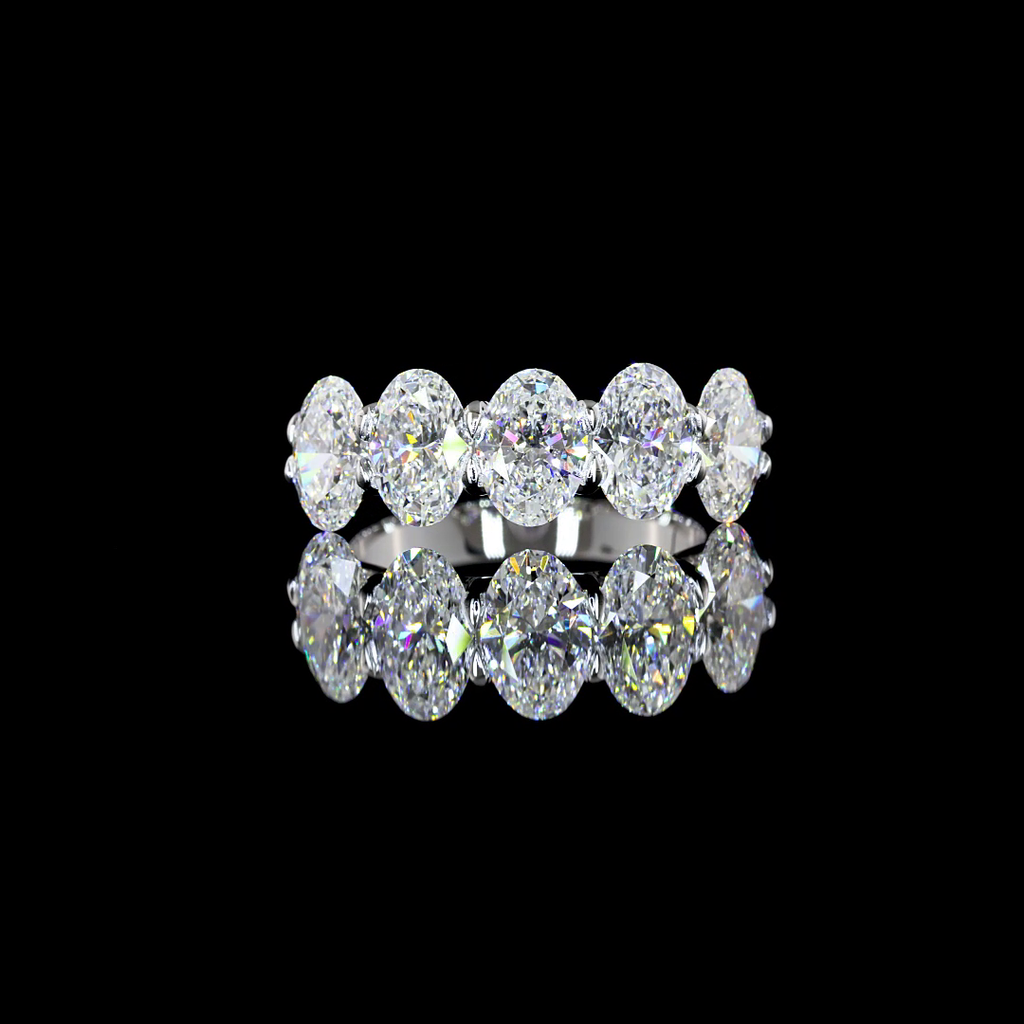 3.1 Cts Platinum Oval Shape 5 Stones Eternity Band