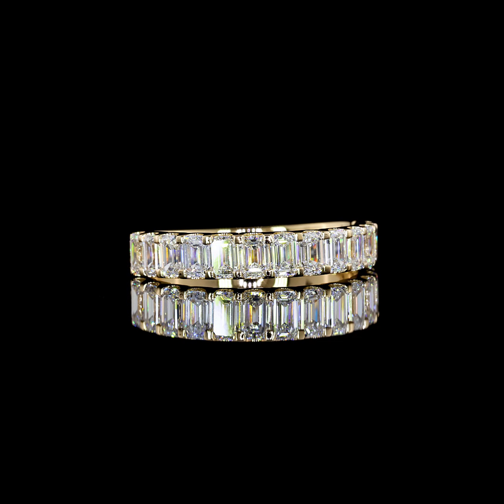 1.3 Cts 18k Yellow Gold Emerald Shape Half Eternity Eternity Band