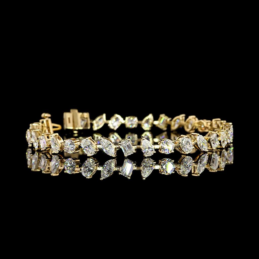 7.11 Cts 14k Yellow Gold Mix Shape Tennis Bracelet