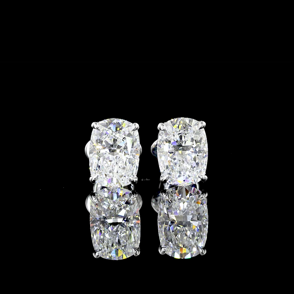 3.26 Cts 14k White Gold Cushion Brilliant Shape Studs Earring
