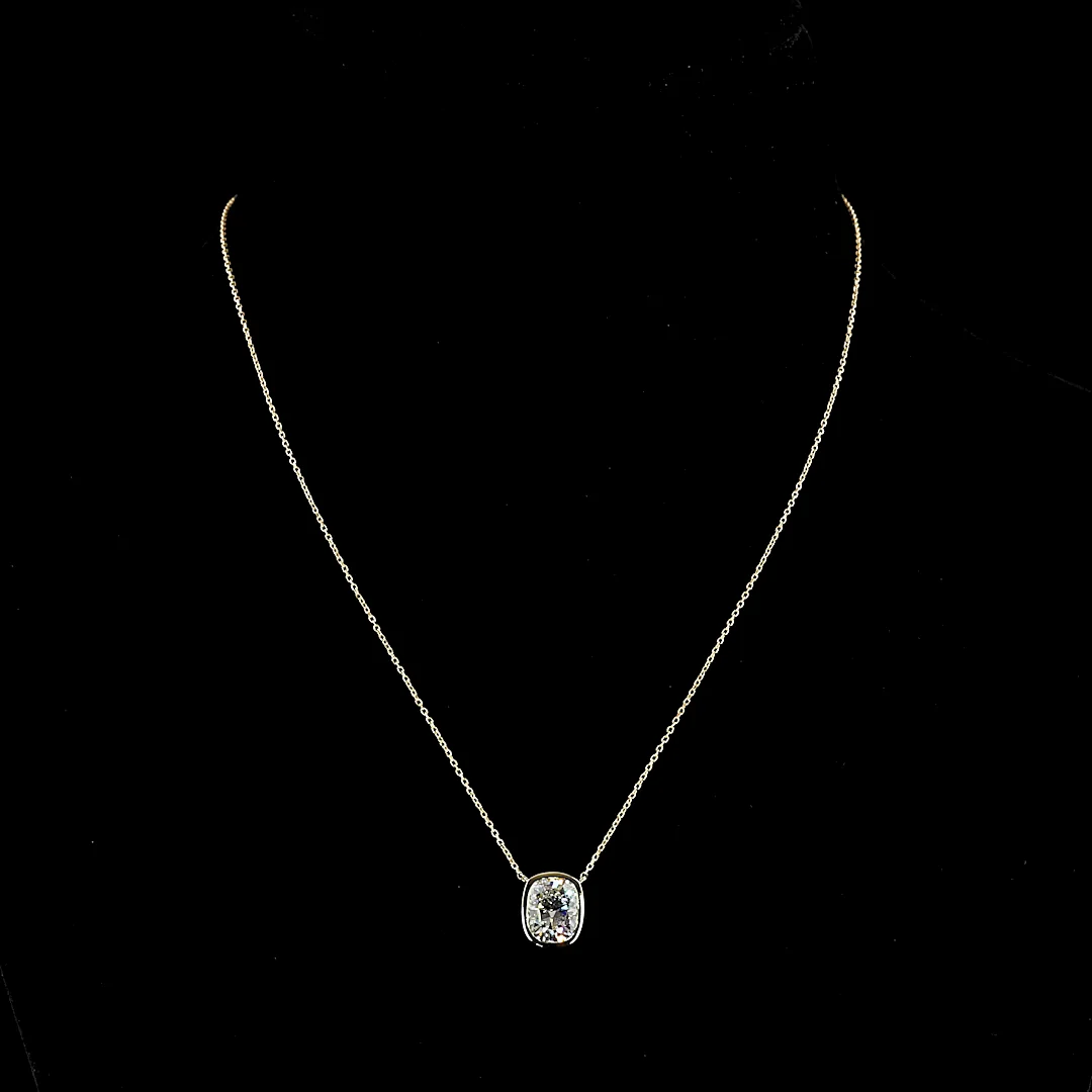 2.15 Cts 14k Yellow Gold Cushion Modified Shape Solitaire Pendant