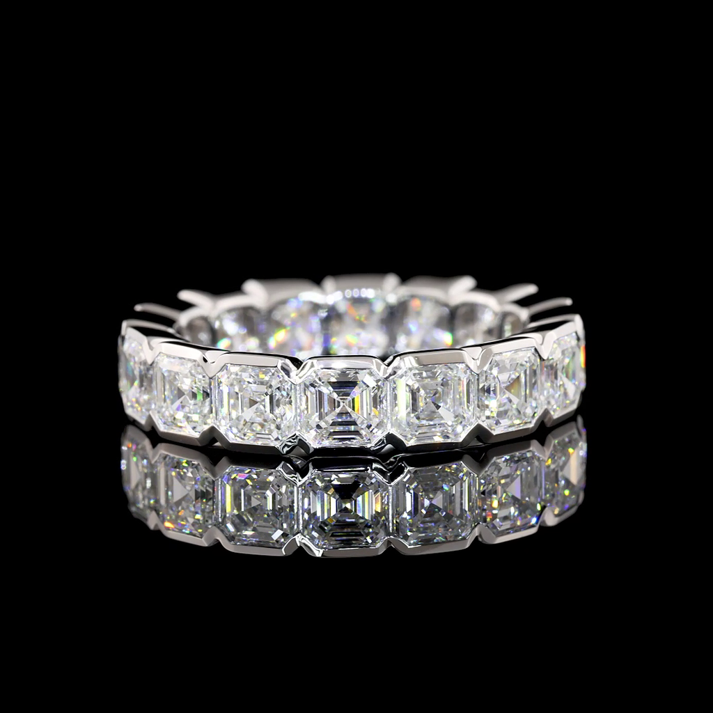 4.72 Cts 14k White Gold Asscher Shape Eternity Band Eternity Band