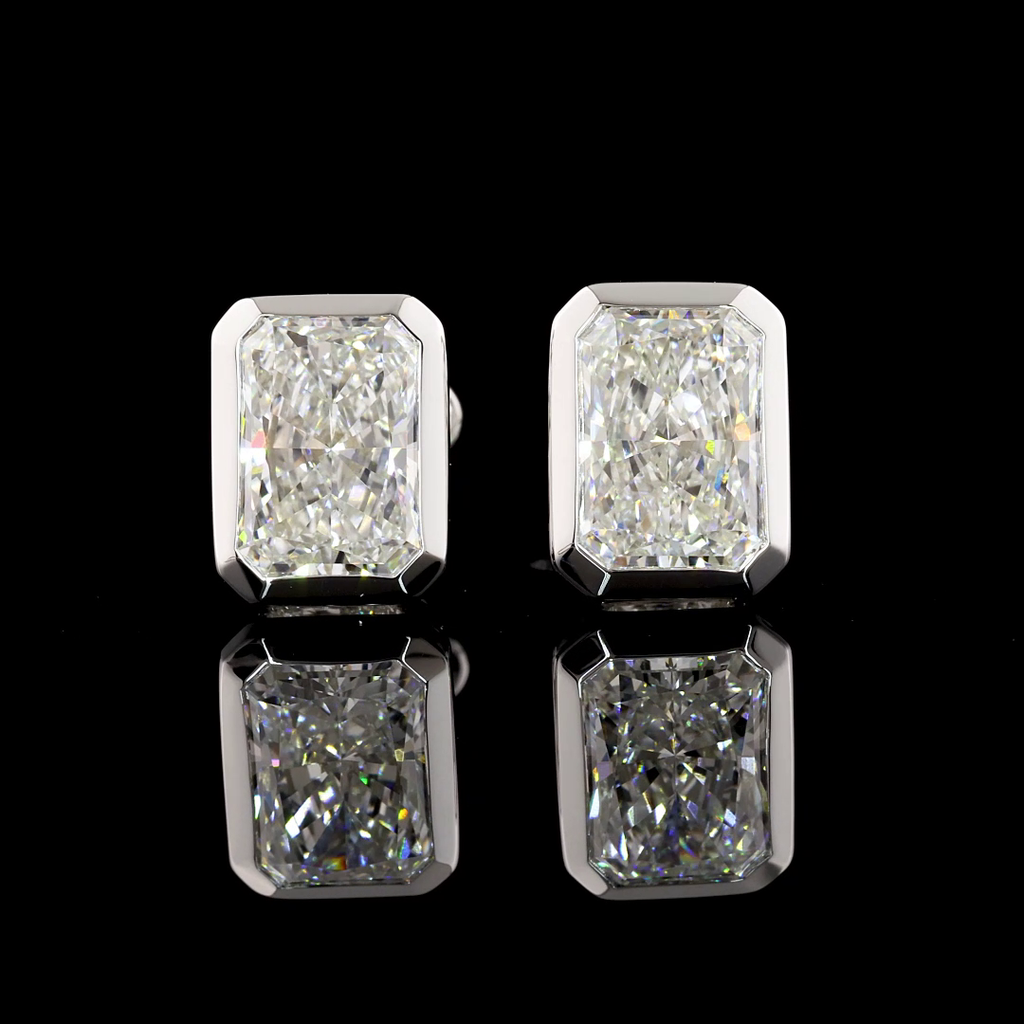 3.07 Cts 14k White Gold Radiant Shape Studs Earring