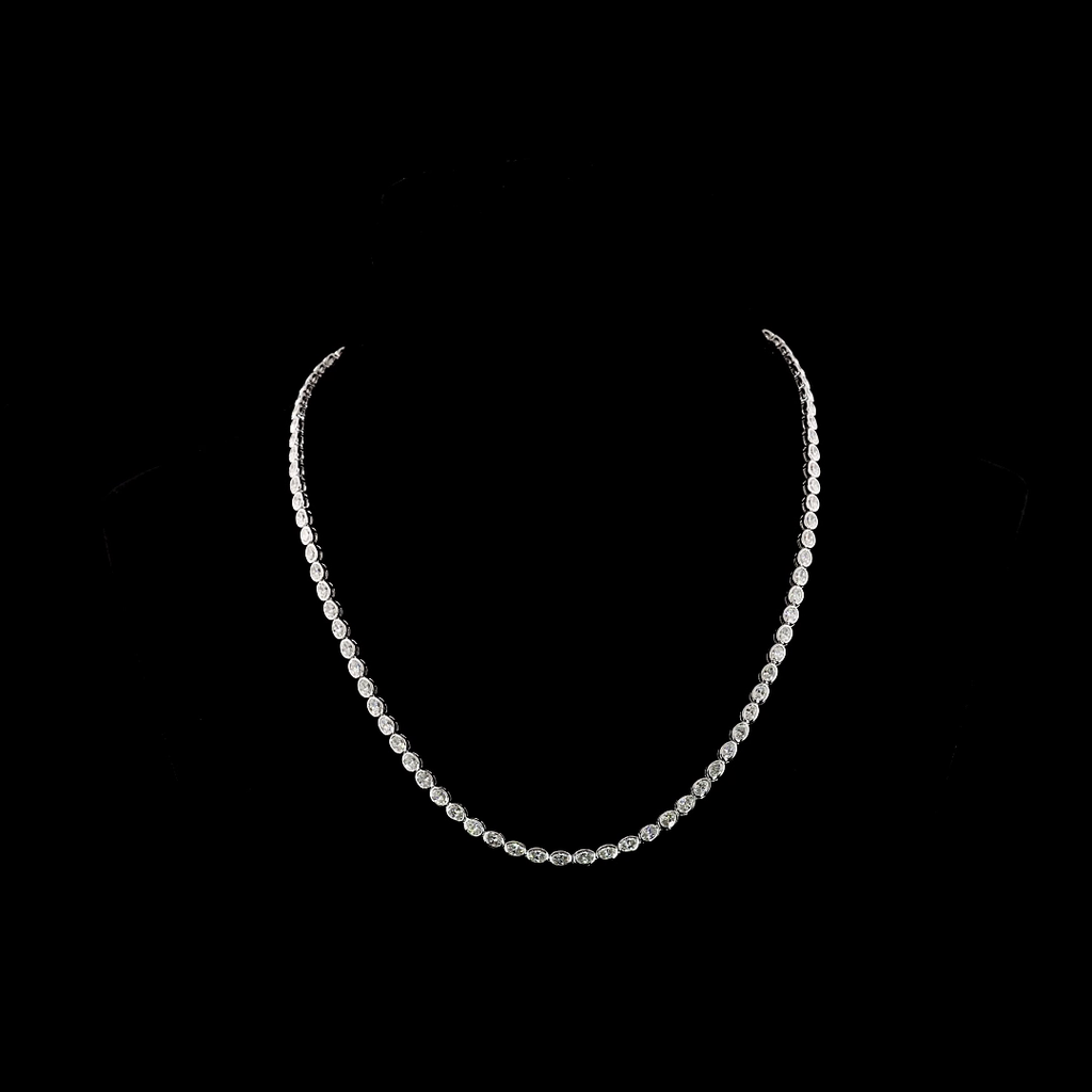 9.95 Cts 14k White Gold Oval Shape Tennis Necklace