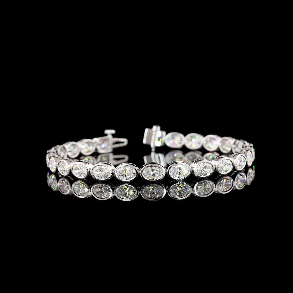 10.28 Cts 14k White Gold Oval Shape Tennis Bracelet