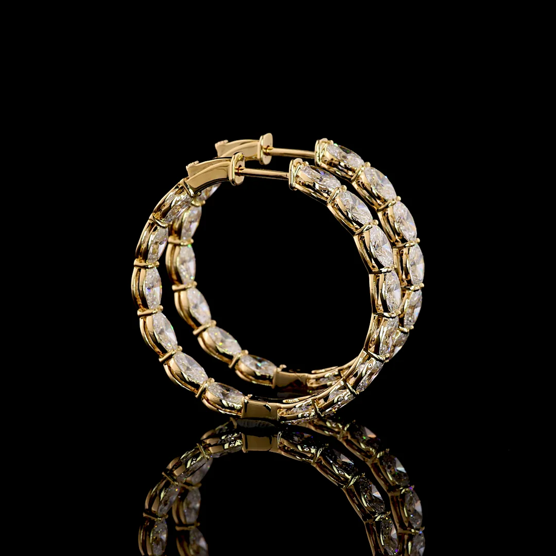 6.17 Cts 14k Yellow Gold Oval Shape Hoops Earring