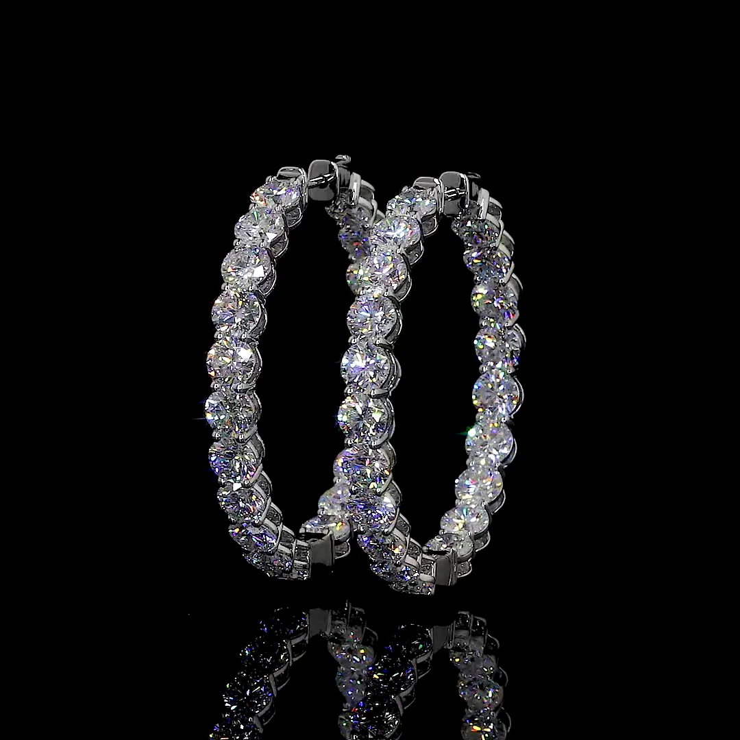 12.83 Cts 14k White Gold Round Shape Hoops Earring