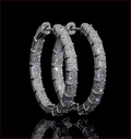 3.38 Cts 14k White Gold Radiant Shape Hoops Earring