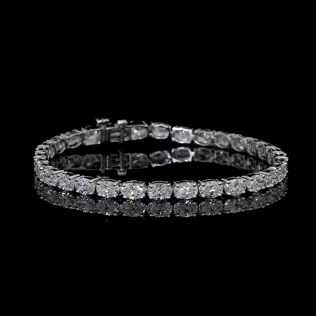 8.02 Cts 14k White Gold Oval Shape Tennis Bracelet