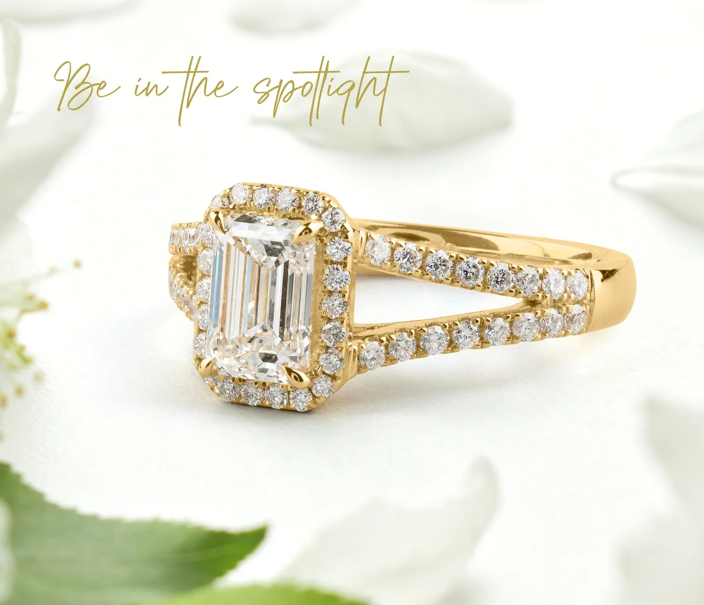 2.46 Cts 14k Yellow Gold Emerald Shape Split Shank Ring