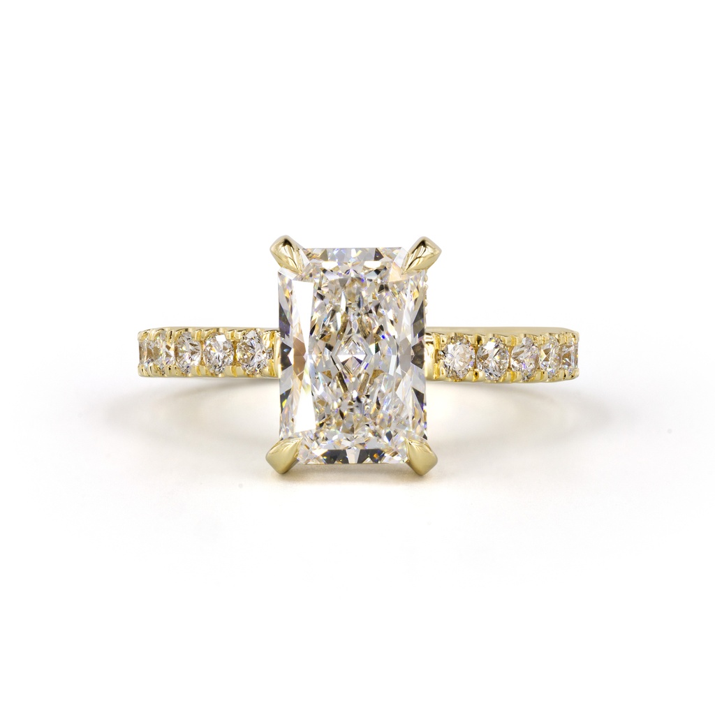 3.96 Cts 14k Yellow Gold Radiant Shape Hidden Halo Ring