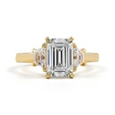 2.65 Cts 14k Yellow Gold Emerald Shape 3 Stones Ring