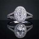 5.97 Cts 14k White Gold Oval Shape Split Shank Ring