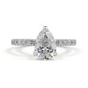 2.87 Cts 14k White Gold Pear Shape Hidden Halo Ring