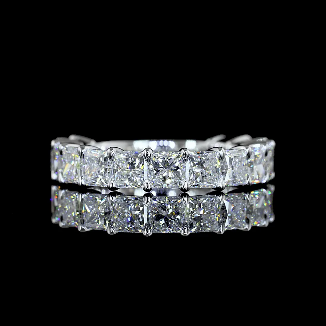 4.24 Cts 14k White Gold Princess Shape 3/4 Band Eternity Band