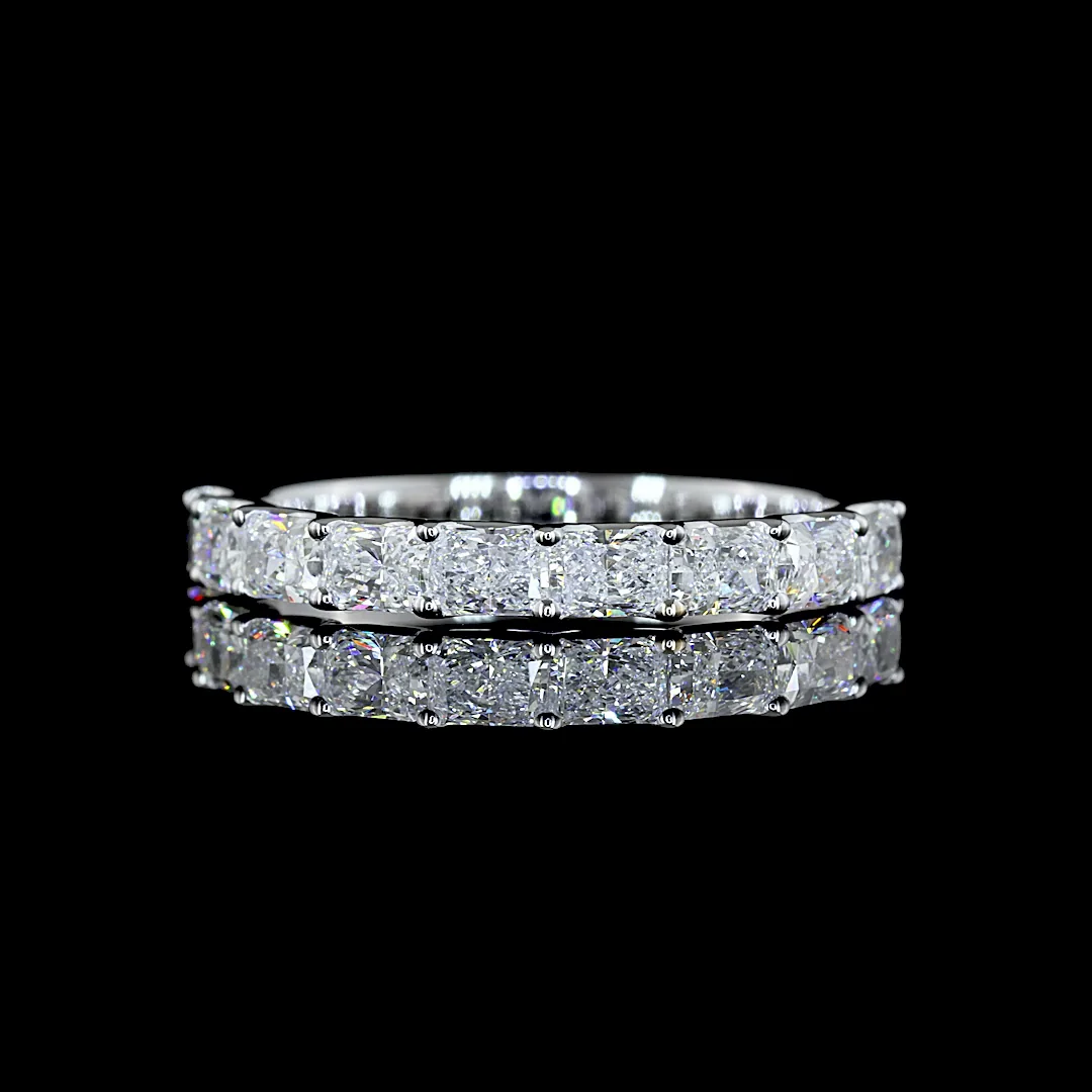 1 Cts 14k White Gold Radiant Shape Half Eternity Eternity Band