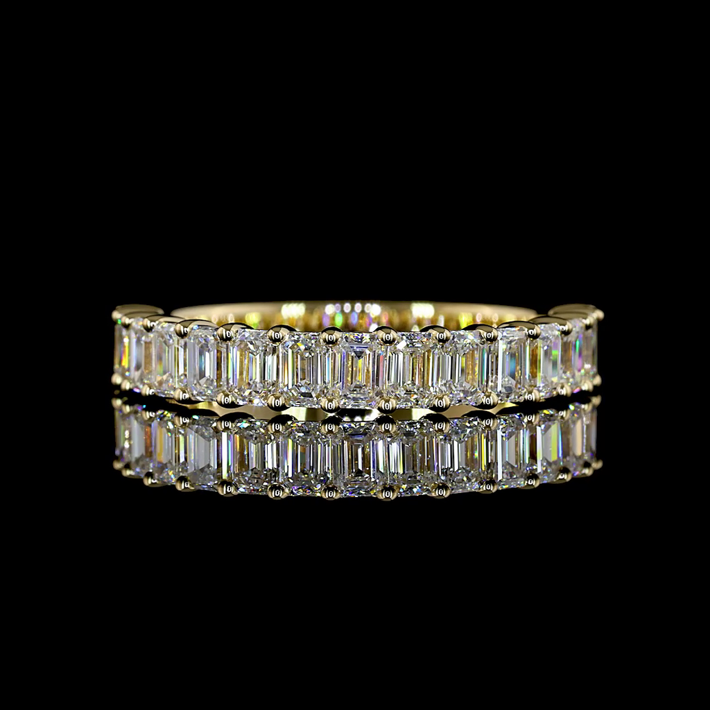 1.44 Cts 14k Yellow Gold Emerald Shape Half Eternity Eternity Band