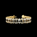 13.47 Cts 18k Yellow Gold Heart Shape Tennis Bracelet