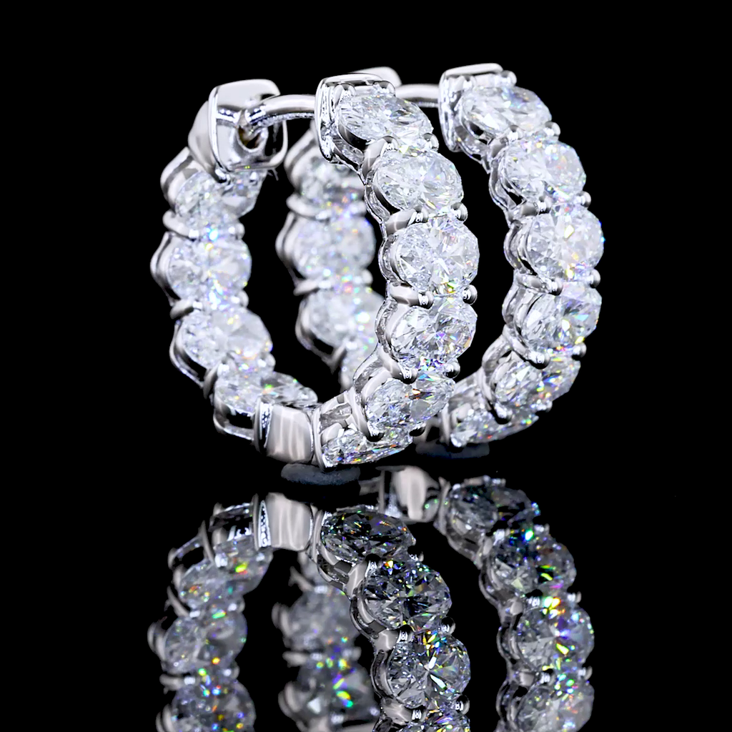 2.01 Cts 14k White Gold Oval Shape Hanging Earring