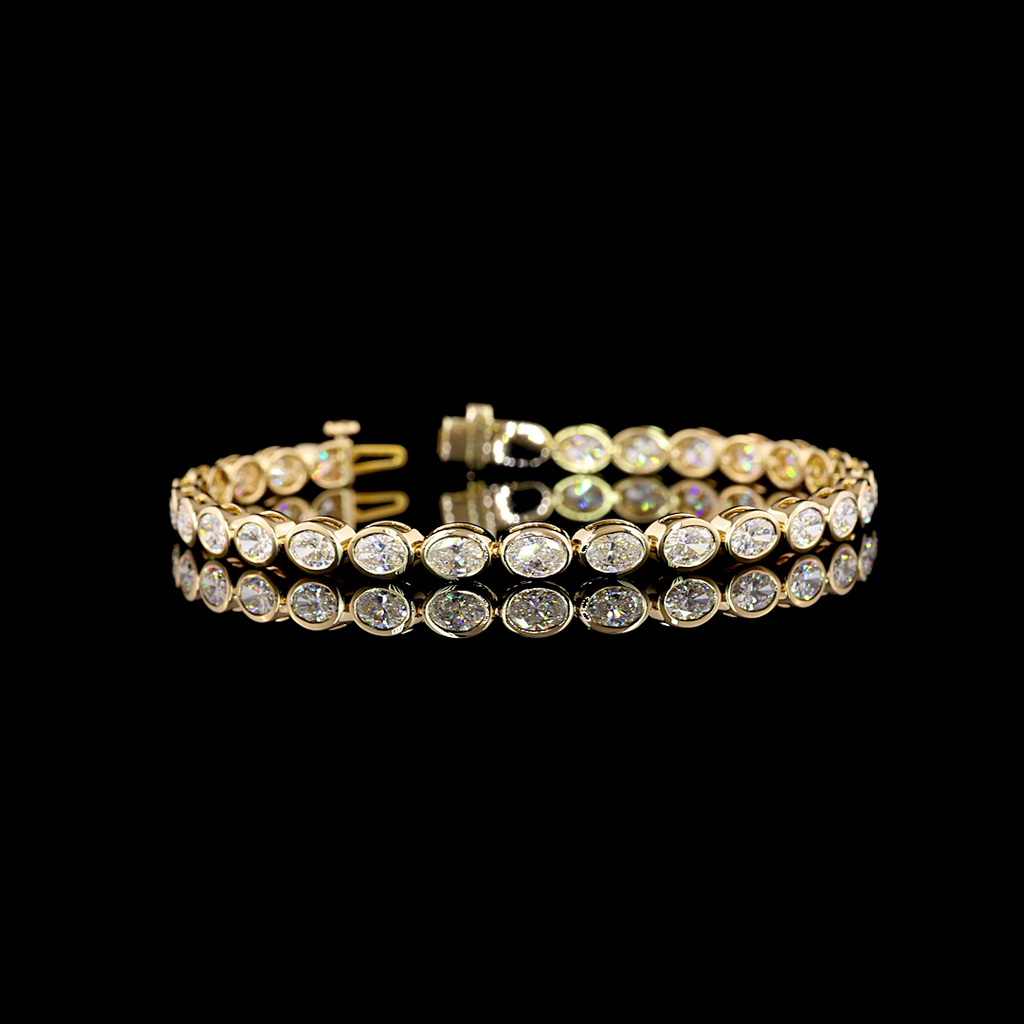 7.3 Cts 14k Yellow Gold Oval Shape Tennis Bracelet