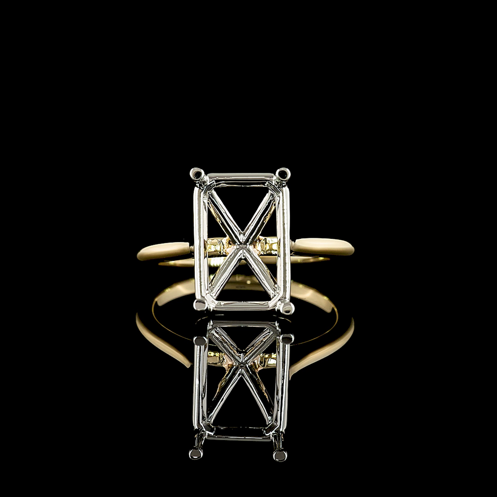 0 Cts 14k Yellow Gold - Platinum Shape Solitaire Ring