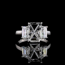 4.23 Cts Platinum Emerald Shape 3 Stones Ring
