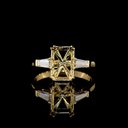 3.58 Cts 18k Yellow Gold Emerald Shape 3 Stones Ring