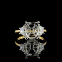 3.78 Cts 14k Two Tone Cushion Brilliant Shape 3 Stones Ring