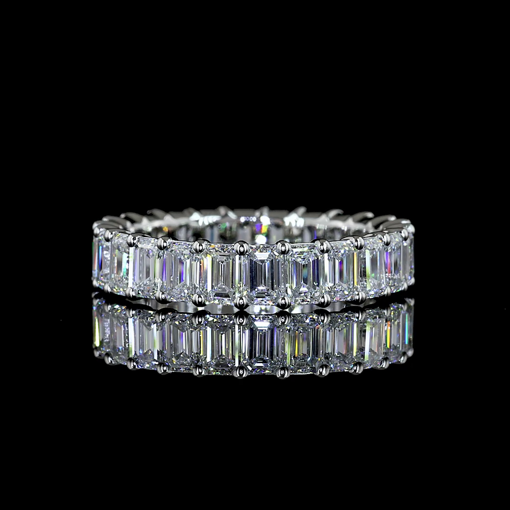 2.55 Cts Platinum Emerald Shape Eternity Band Eternity Band