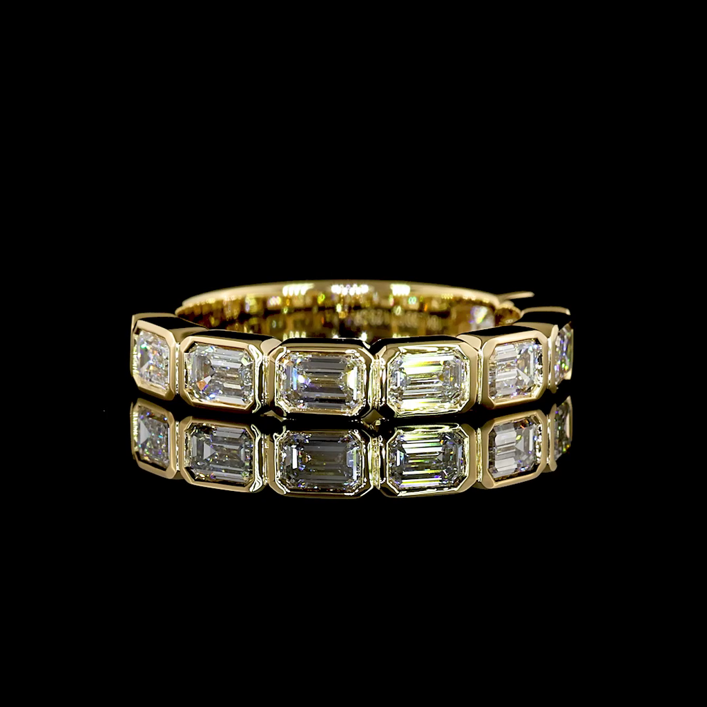 1.29 Cts 18k Yellow Gold Emerald Shape 3/4 Band Eternity Band
