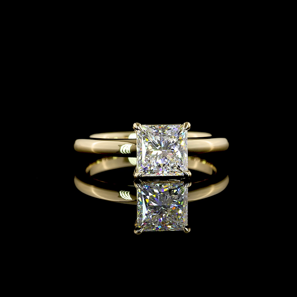 1.54 Cts 14k Yellow Gold Princess Shape Solitaire Ring