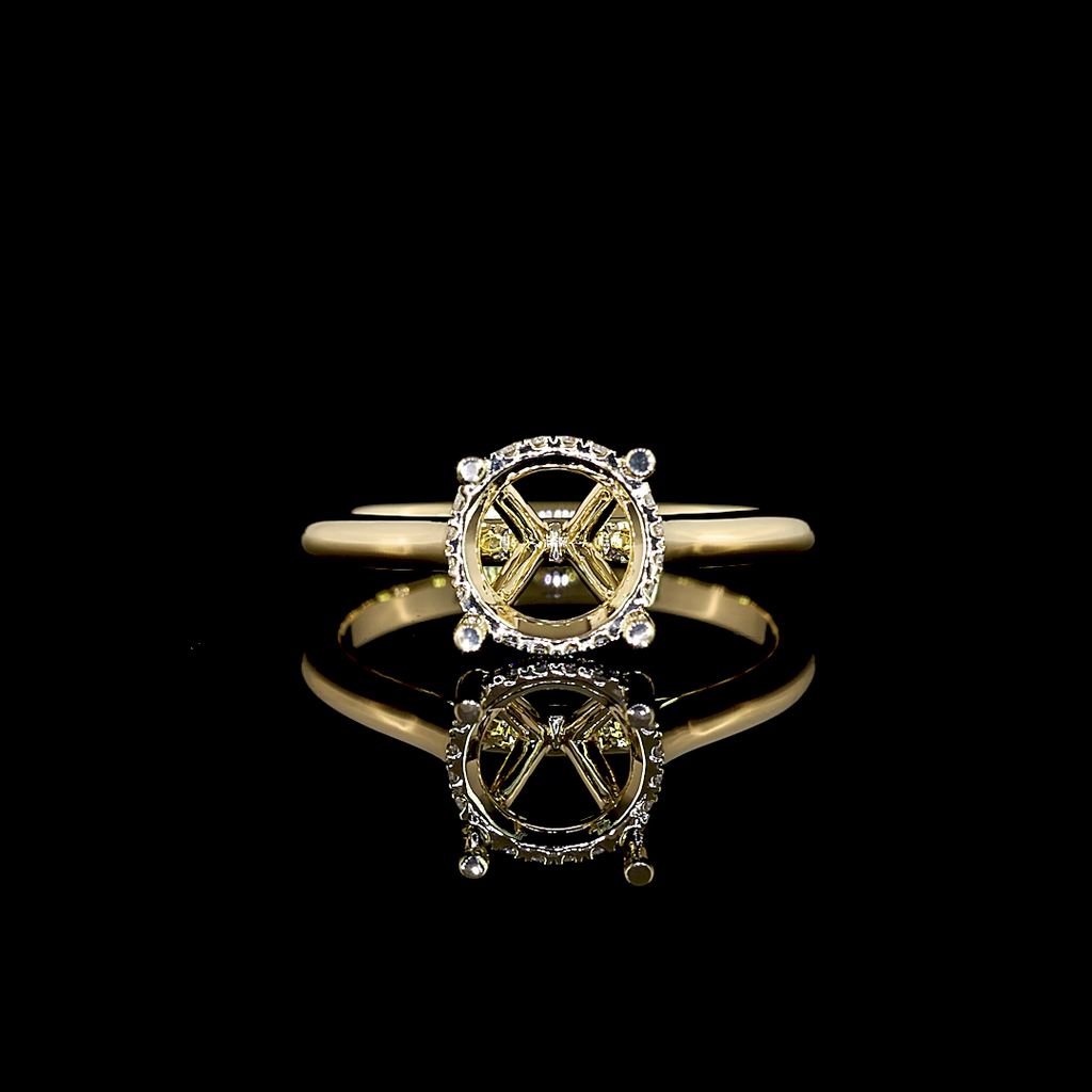 0.08 Cts 14k Yellow Gold Round Shape Hidden Halo Ring