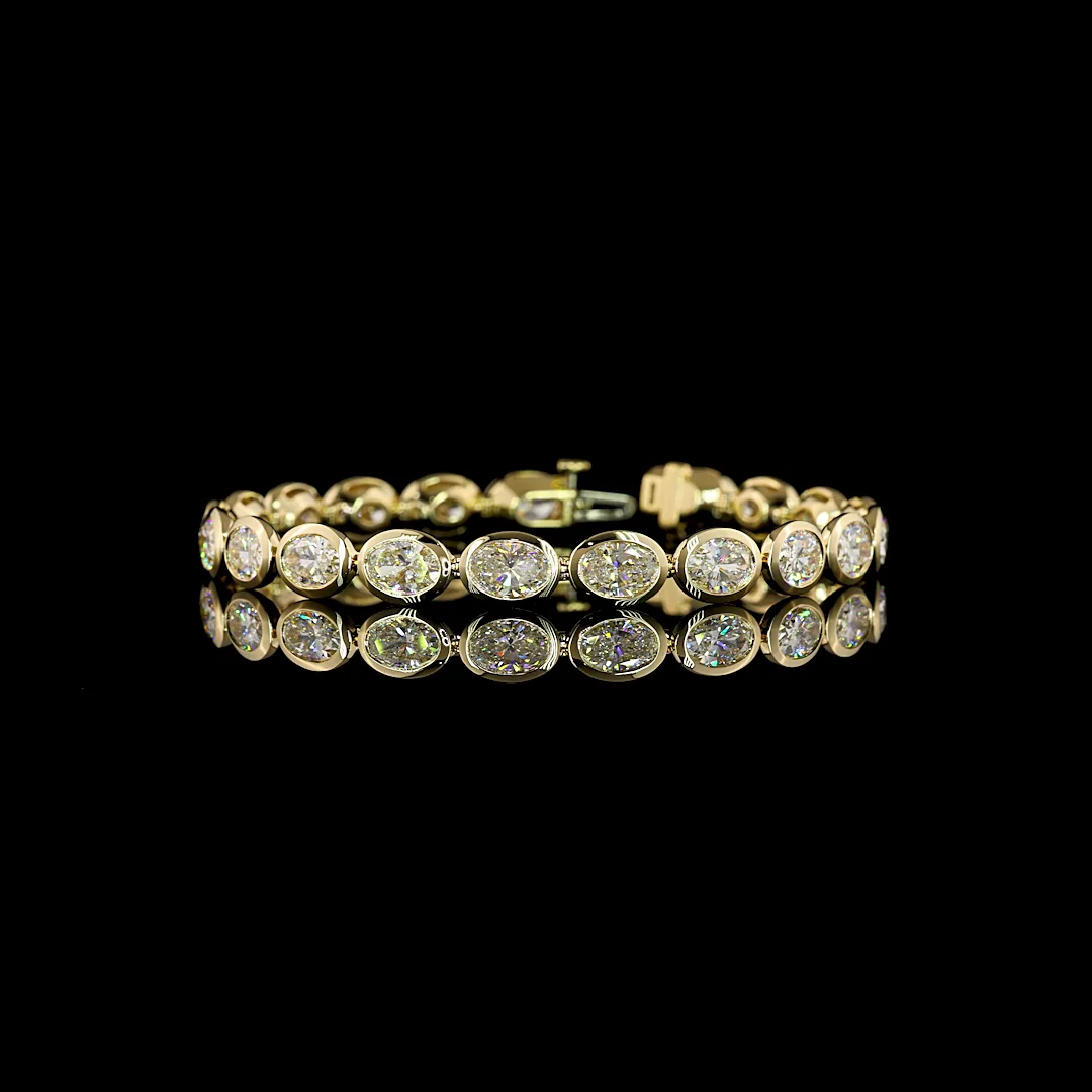 15.51 Cts 14k Yellow Gold Oval Shape Tennis Bracelet