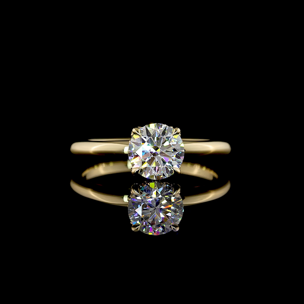 1.13 Cts 14k Yellow Gold Round Shape Hidden Halo Ring