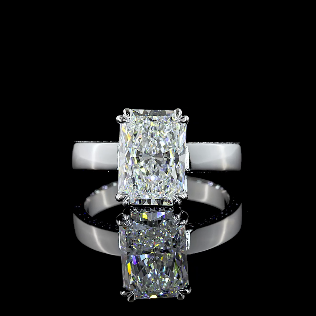 3.94 Cts 14k White Gold Radiant Shape Split Shank Ring