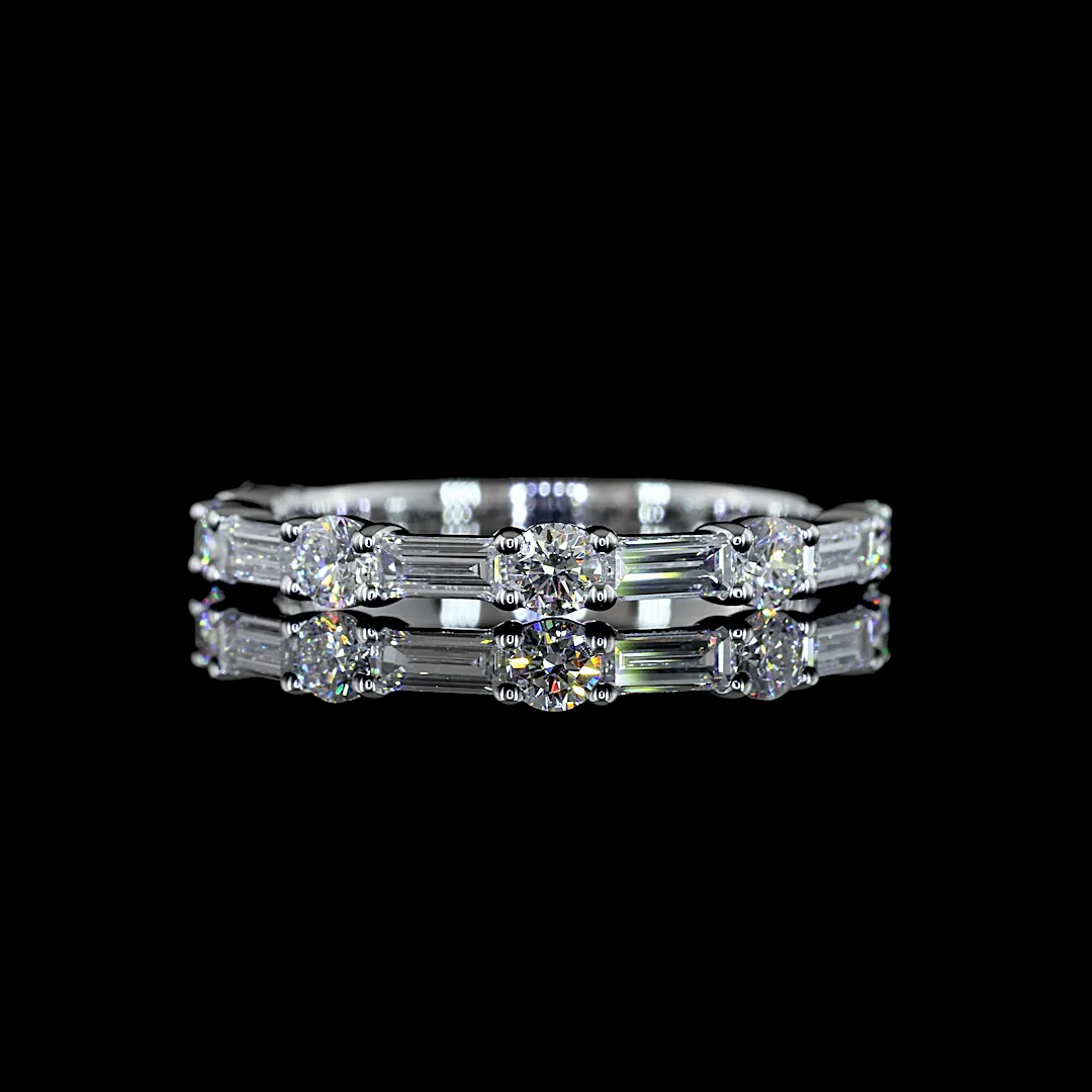 0.78 Cts 14k White Gold Baguette Shape Half Eternity Eternity Band
