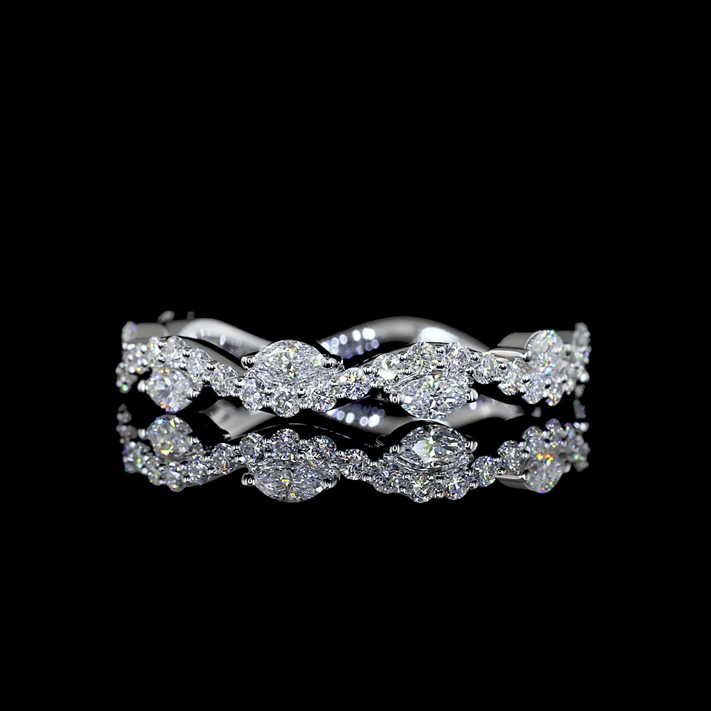 0.63 Cts 18k White Gold Marquise Shape 3/4 Band Eternity Band