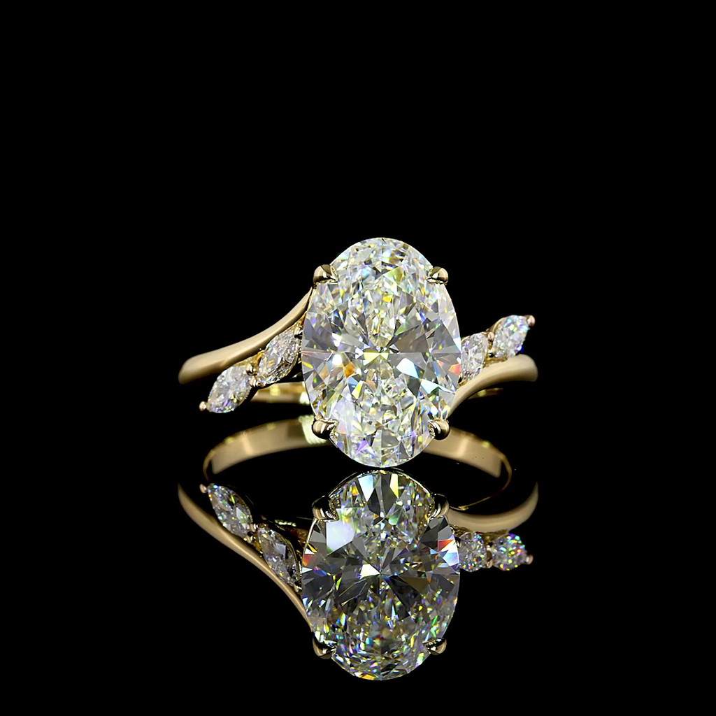 3.27 Cts 14k Yellow Gold Oval Shape Special Ring