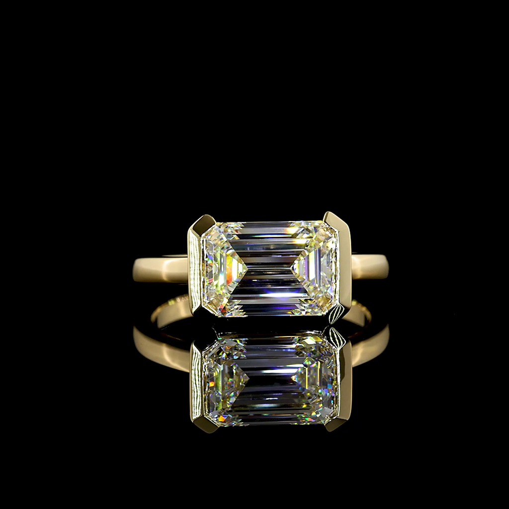 3.01 Cts 14k White Gold Emerald Shape Solitaire Ring