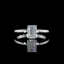 1.08 Cts 14k White Gold Emerald Shape Hidden Halo Ring